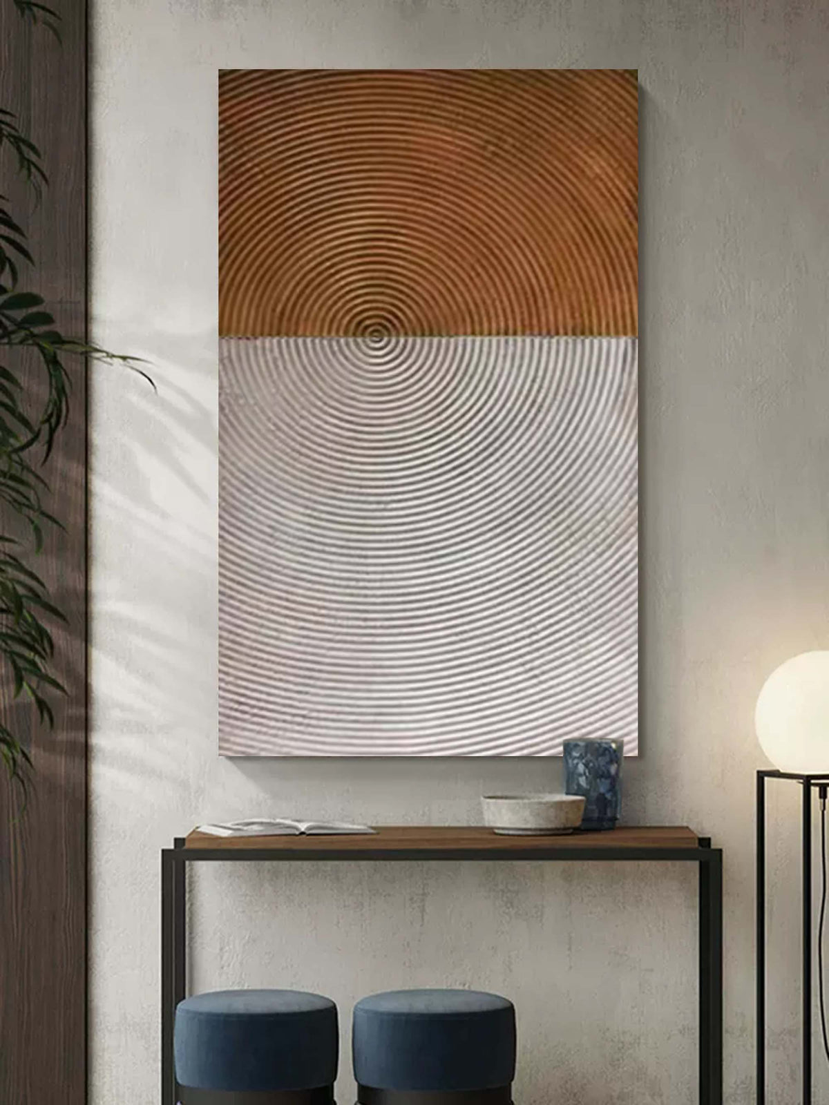 Wabi Sabi Wall Art Two Circular Texture Vertical