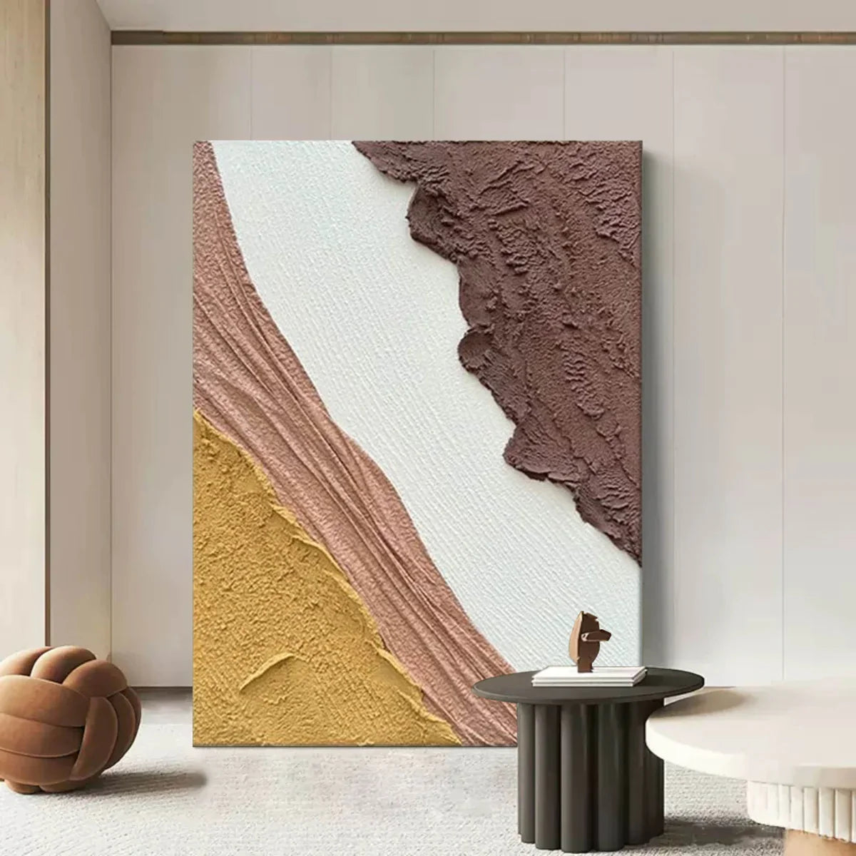 Plaster Warm Tone Block Textured Wall Art