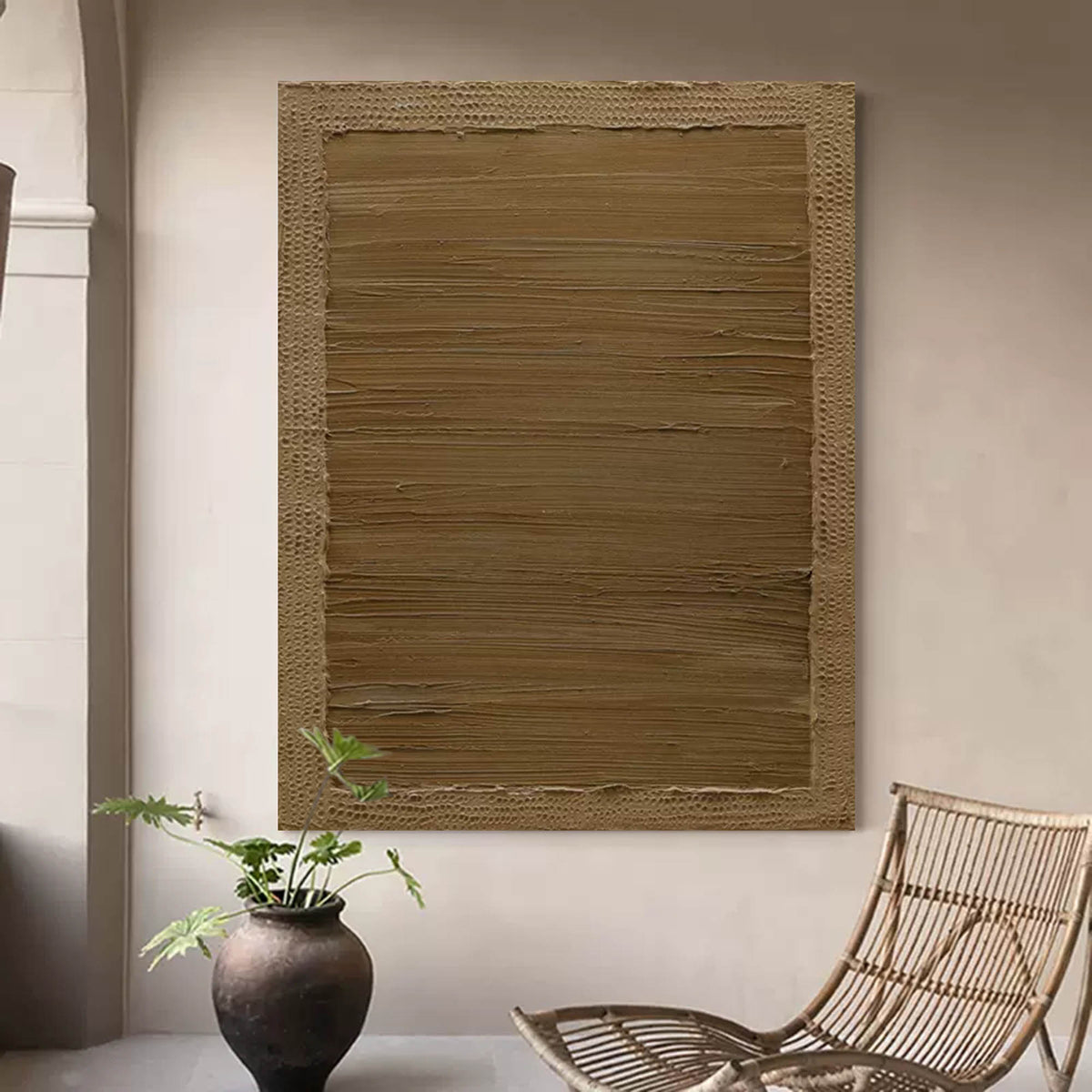 Wall Art Square Abstract Woven Reed Warm