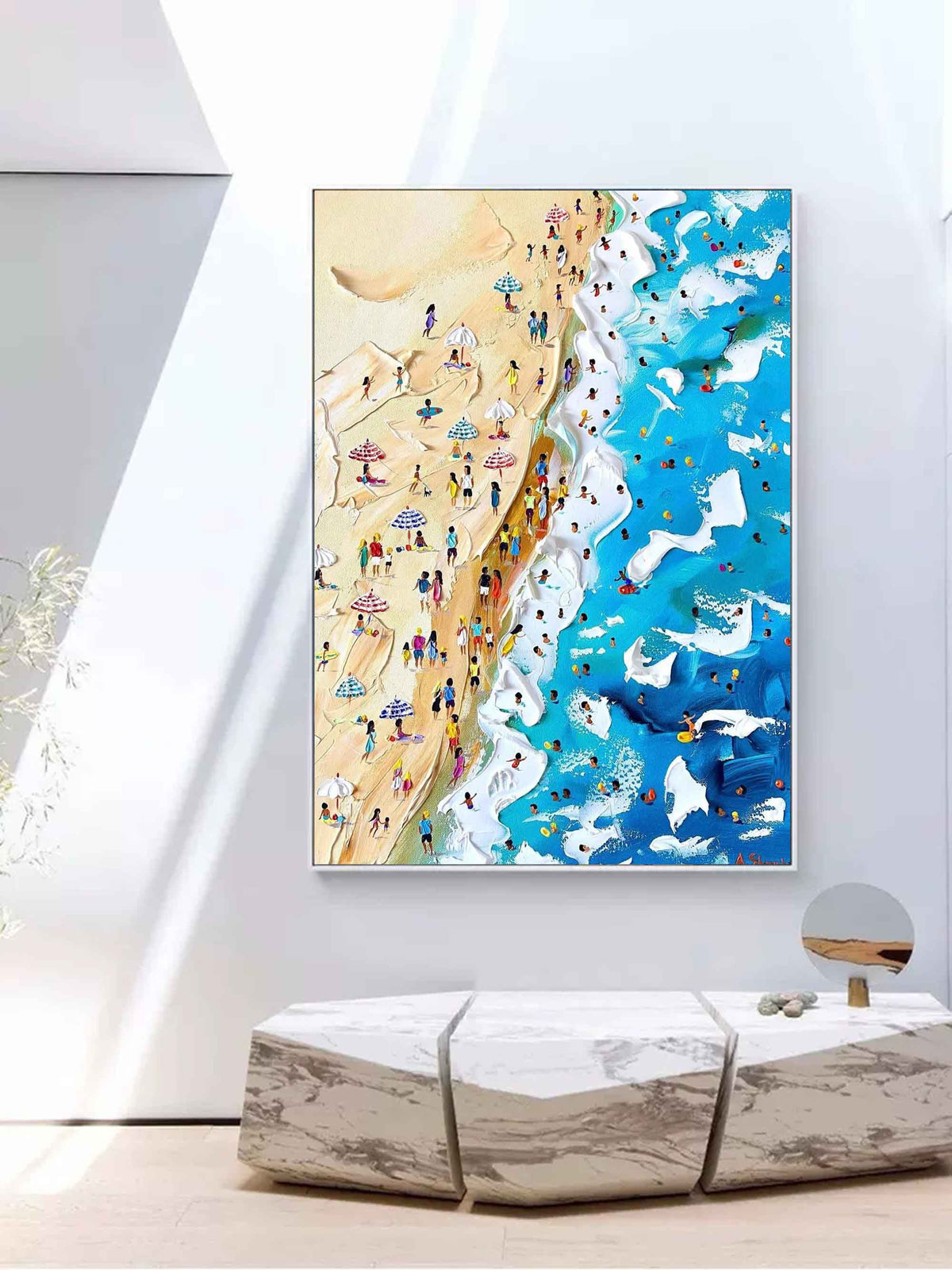 Wall Art Crowded Shoreline Abstract Impressionism Linen