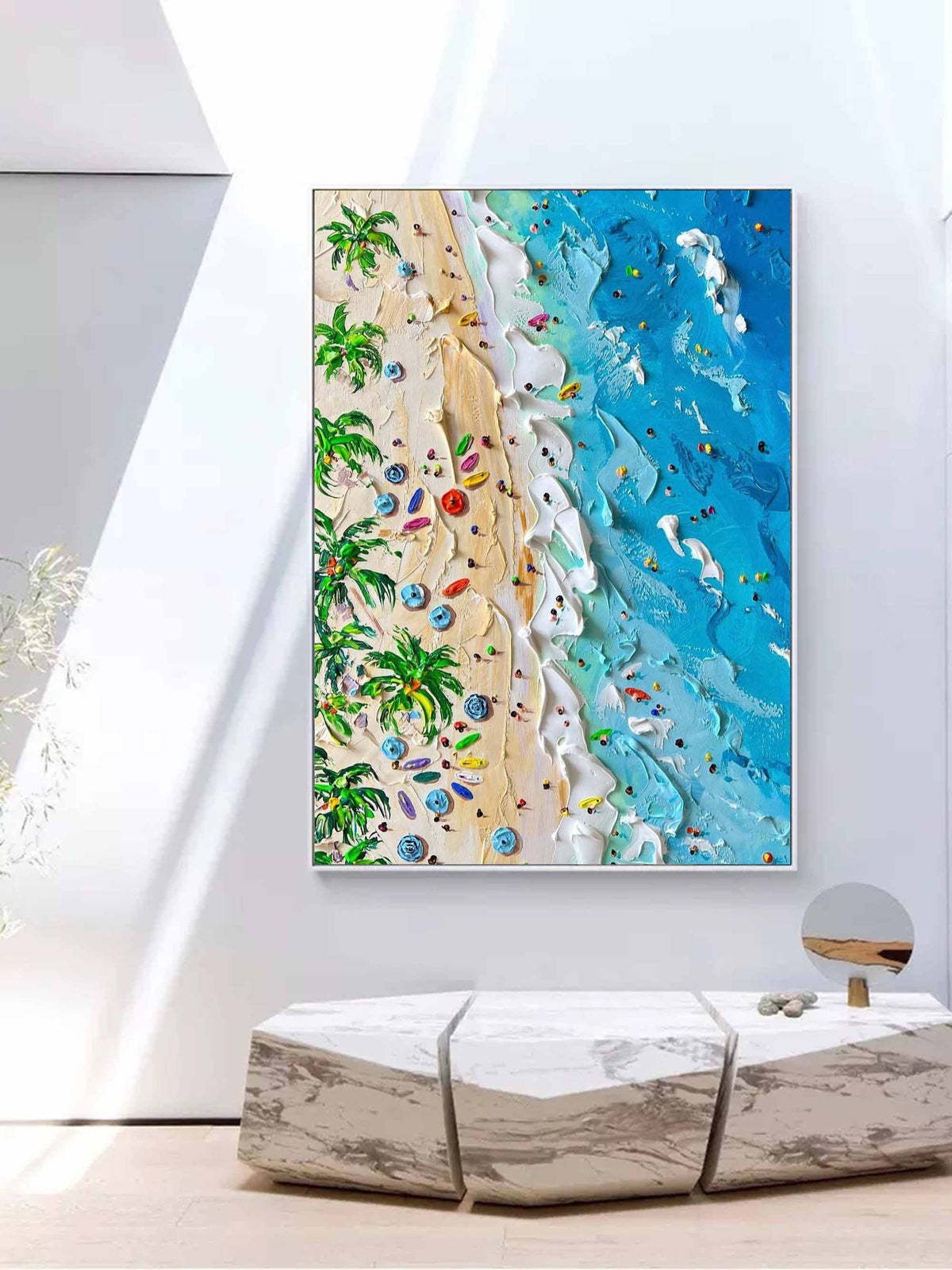 Wall Art Aerial View Beach Scene Lively
