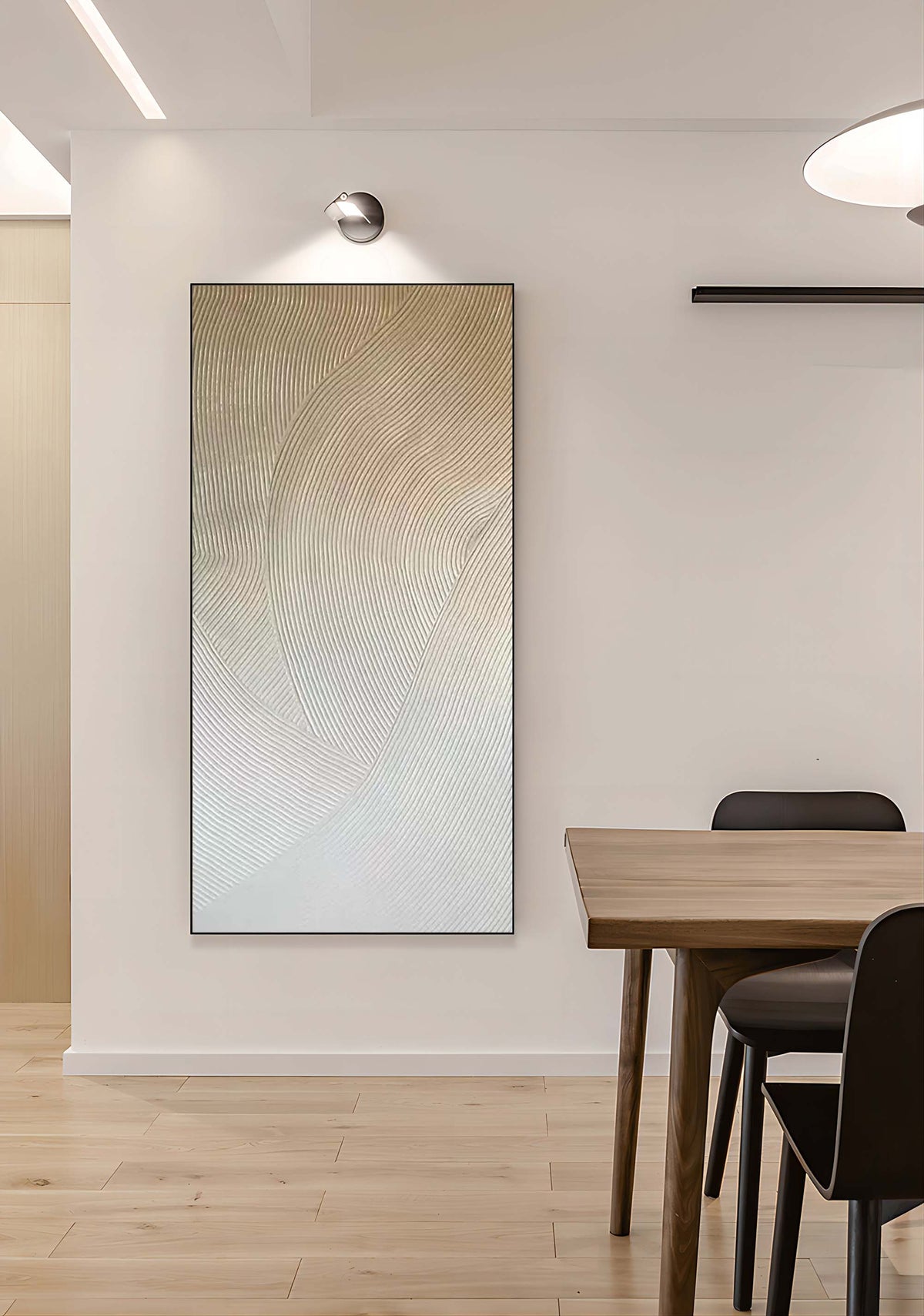 Wabi-Sabi Flowing Lines Bas-Relief Painting