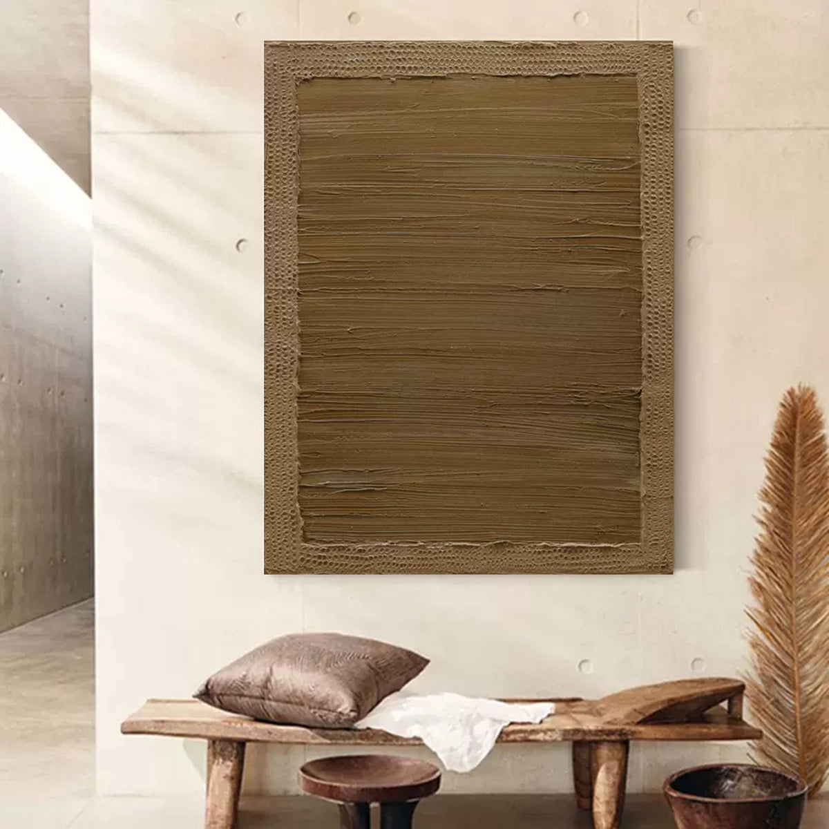 Wall Art Square Abstract Woven Reed Warm