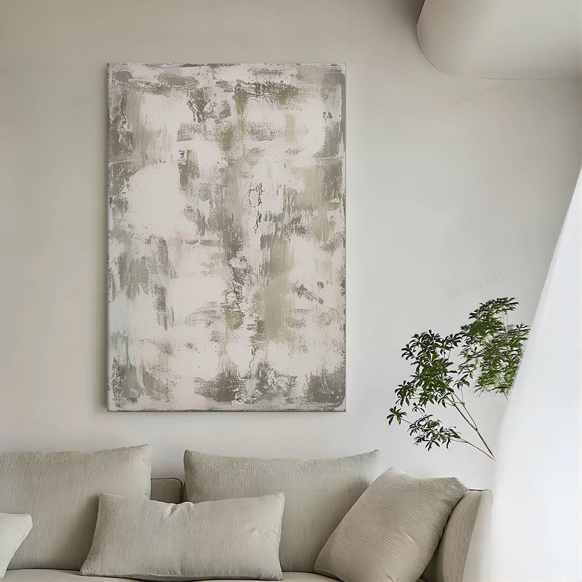 Soft Neutral Textured Brushstroke Oil Painting