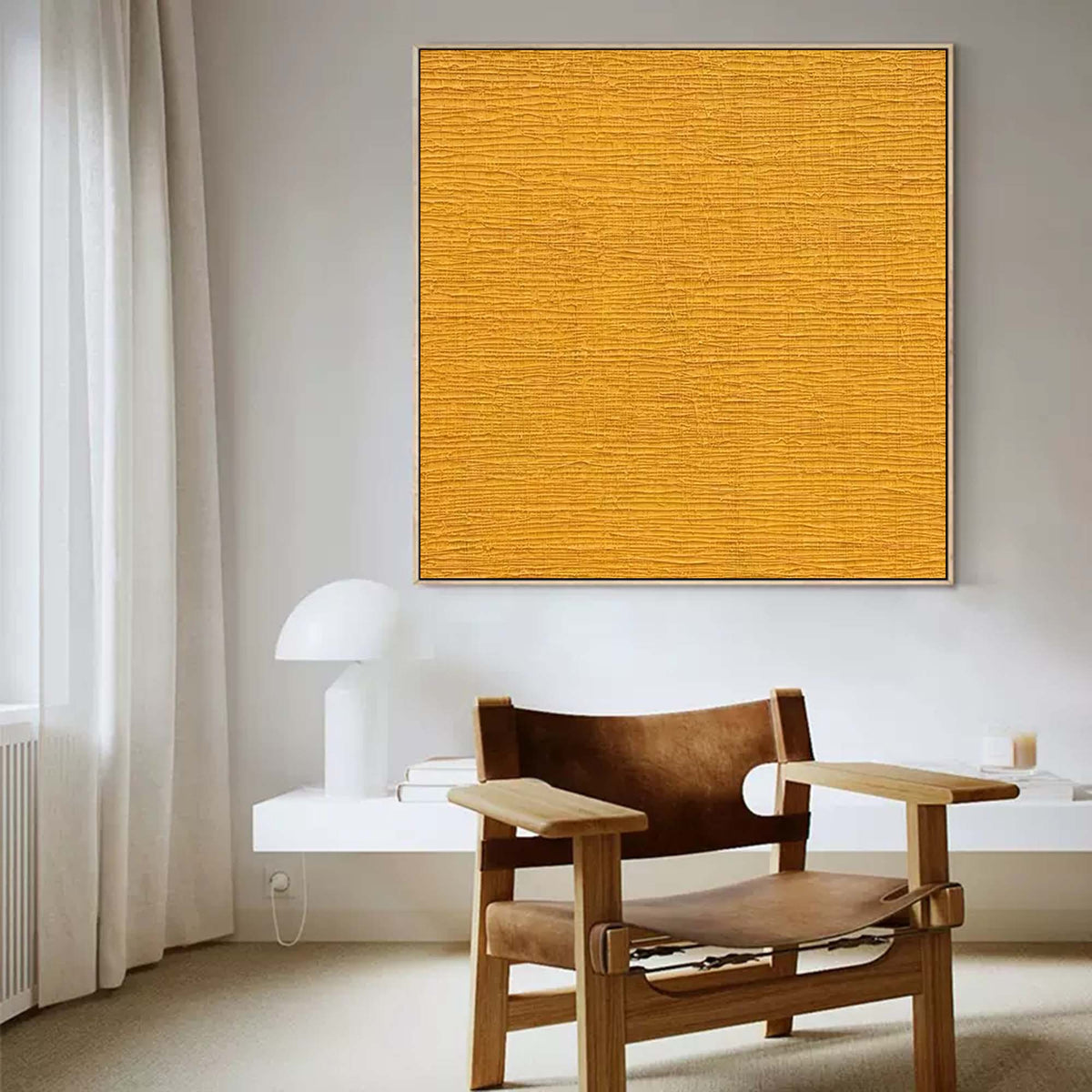 Textured Minimalist Wall Art Solid Mustard Yellow
