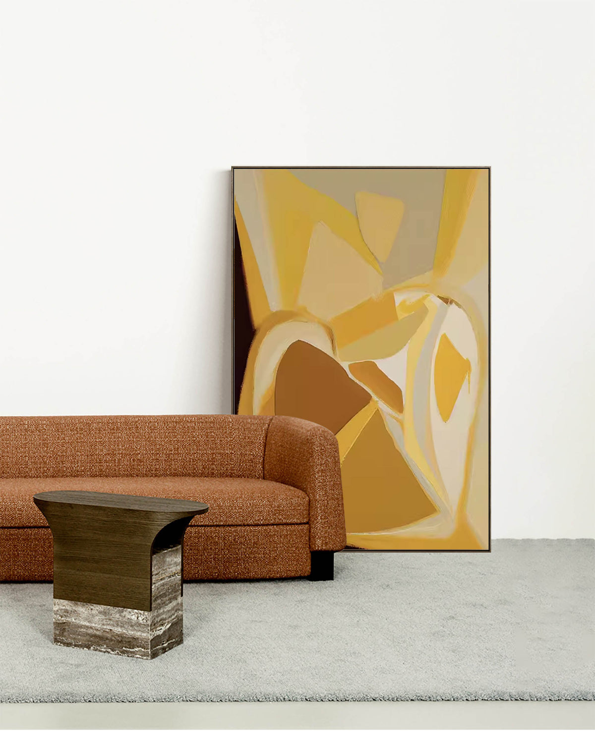 Warm Tonal Painting Golden Yellow Modern Wall Art