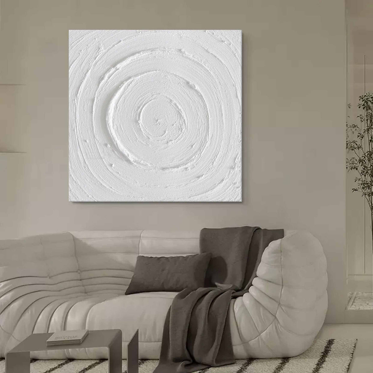 Plaster Art White Circular Texture 3D Painting