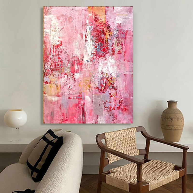 Wall Art Pink Abstract Canvas Contemporary Texture Living Room | Oil Creator