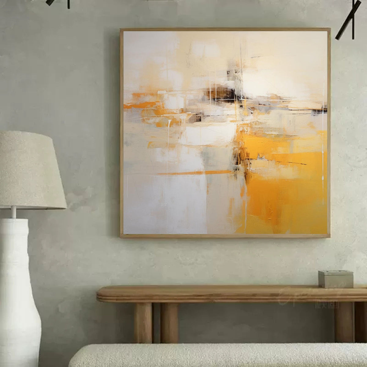 Warm Tone Oil Painting Yellow Beige Modern Wall Art