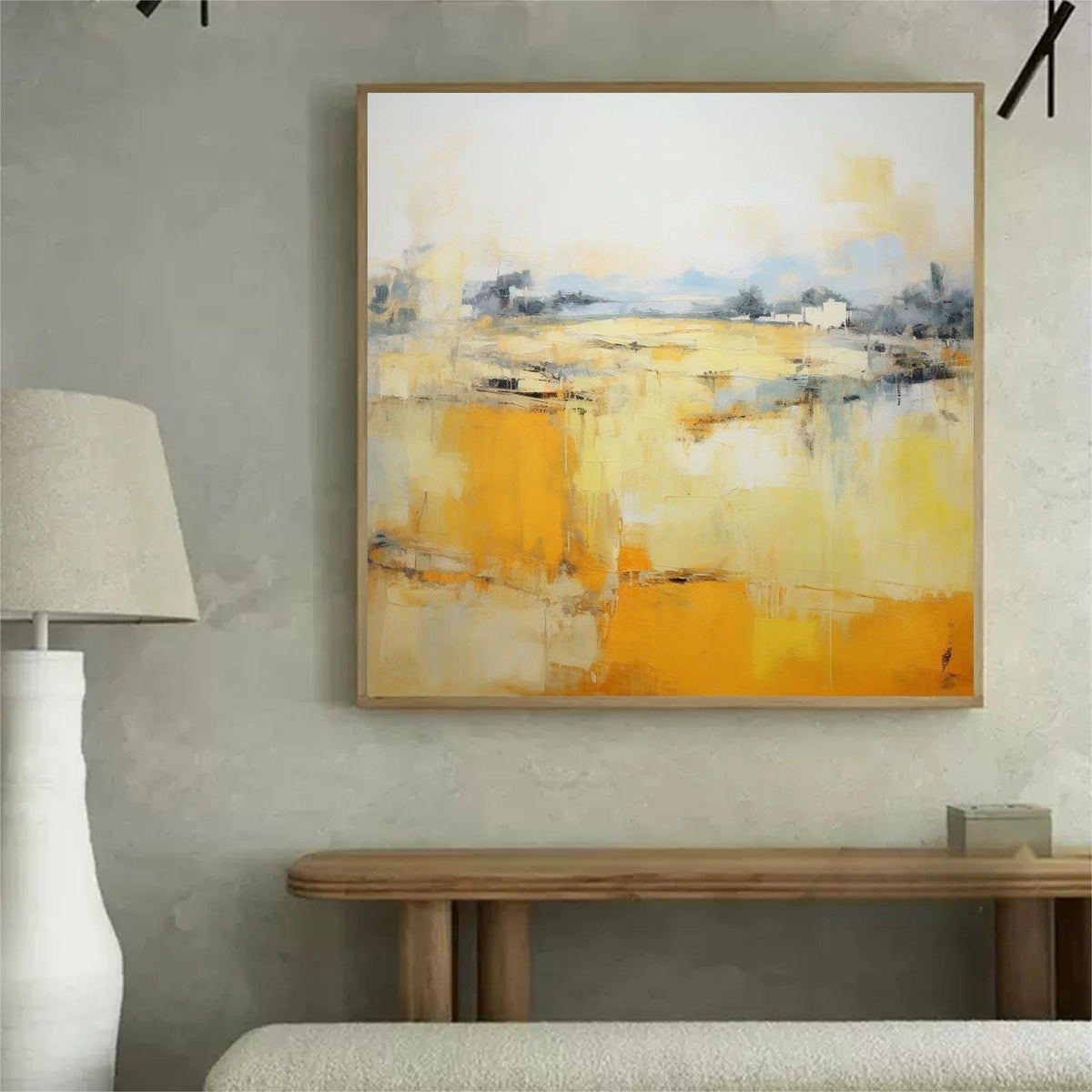 Warm Abstract Landscape Oil Painting Yellow