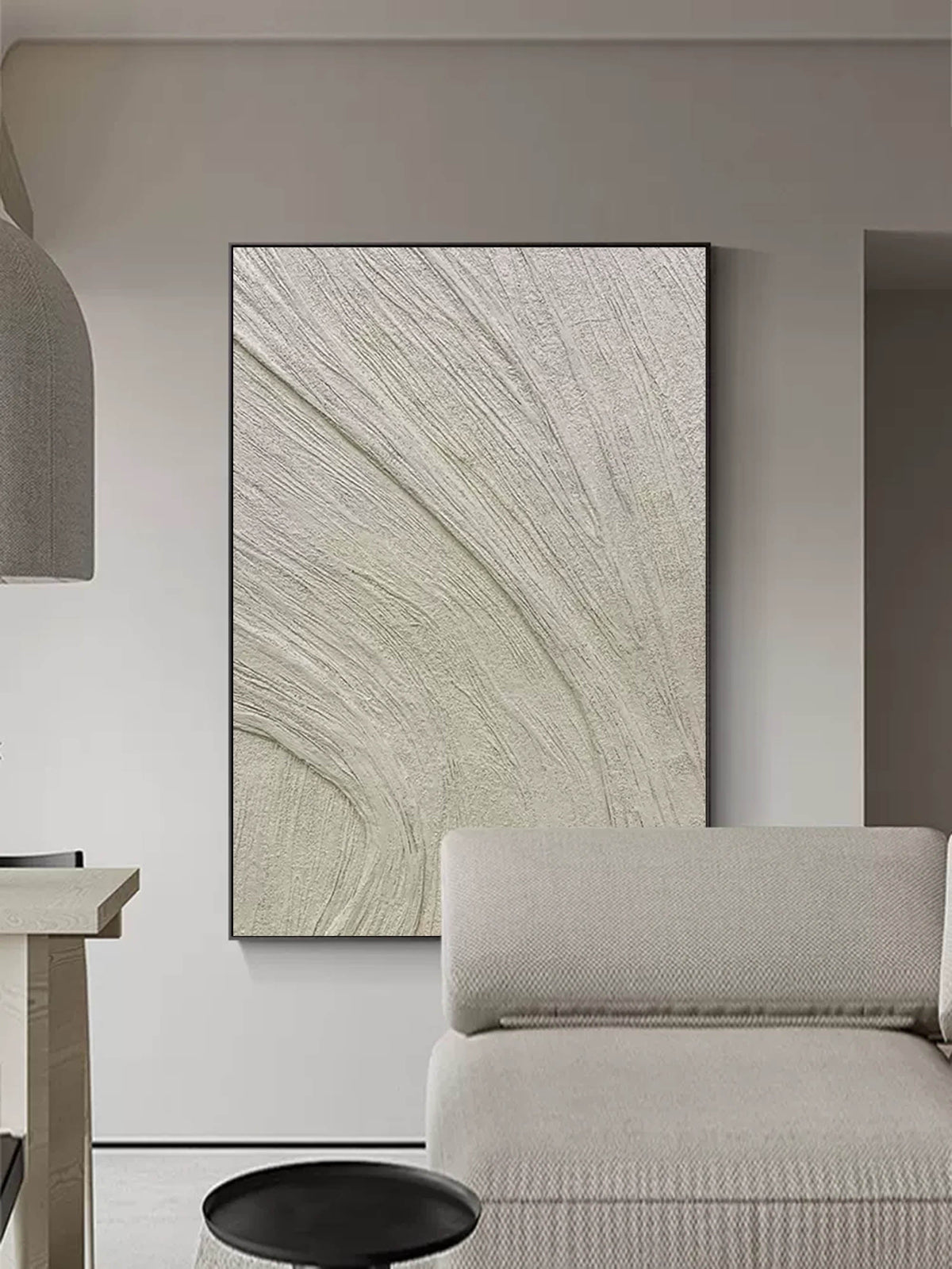 Wall Art Neutral Swirl Bas-Relief Abstract Oil Painting