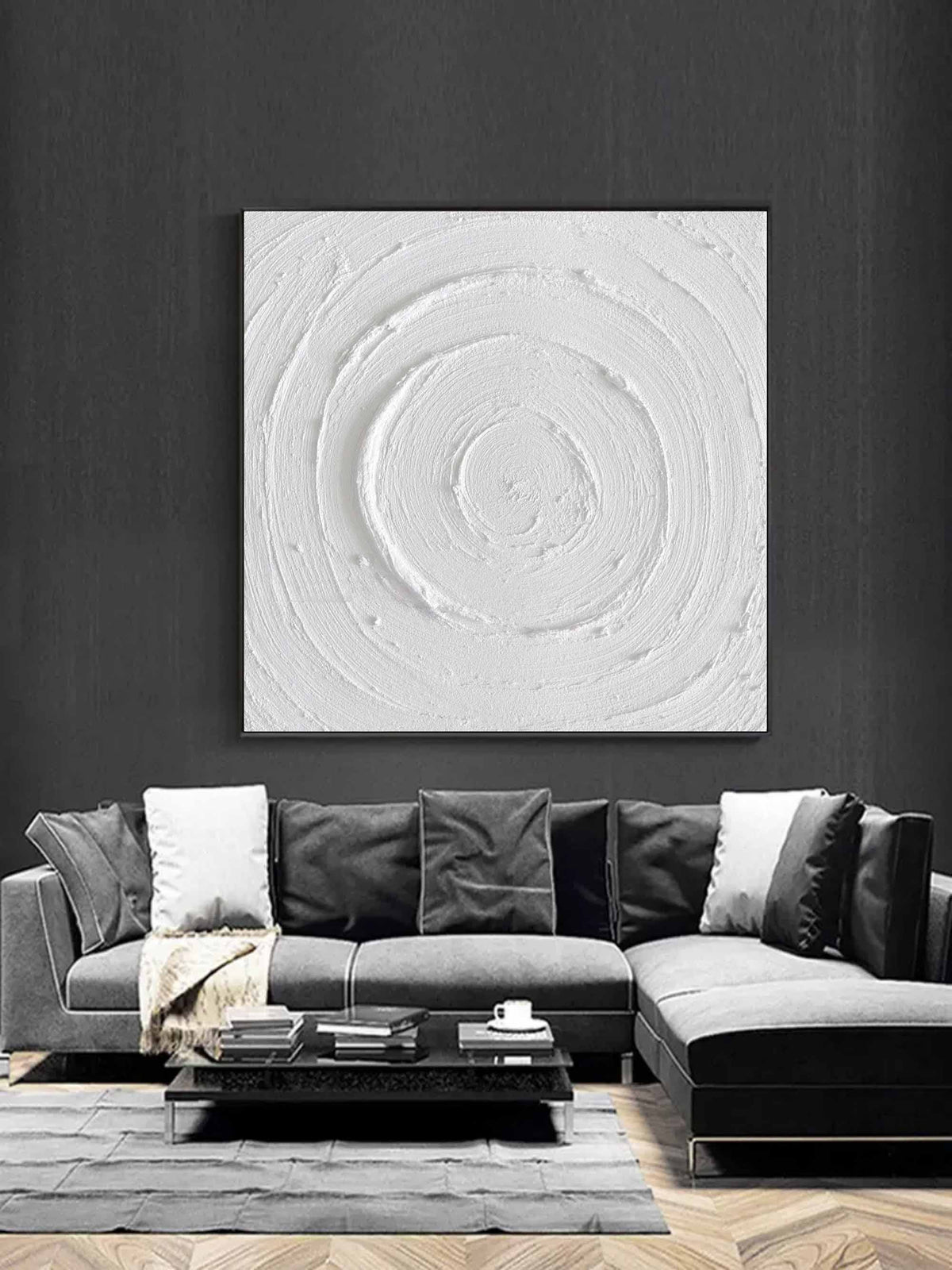 Plaster Art White Circular Texture 3D Painting