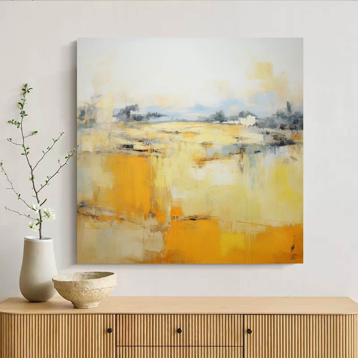 Warm Abstract Landscape Oil Painting Yellow