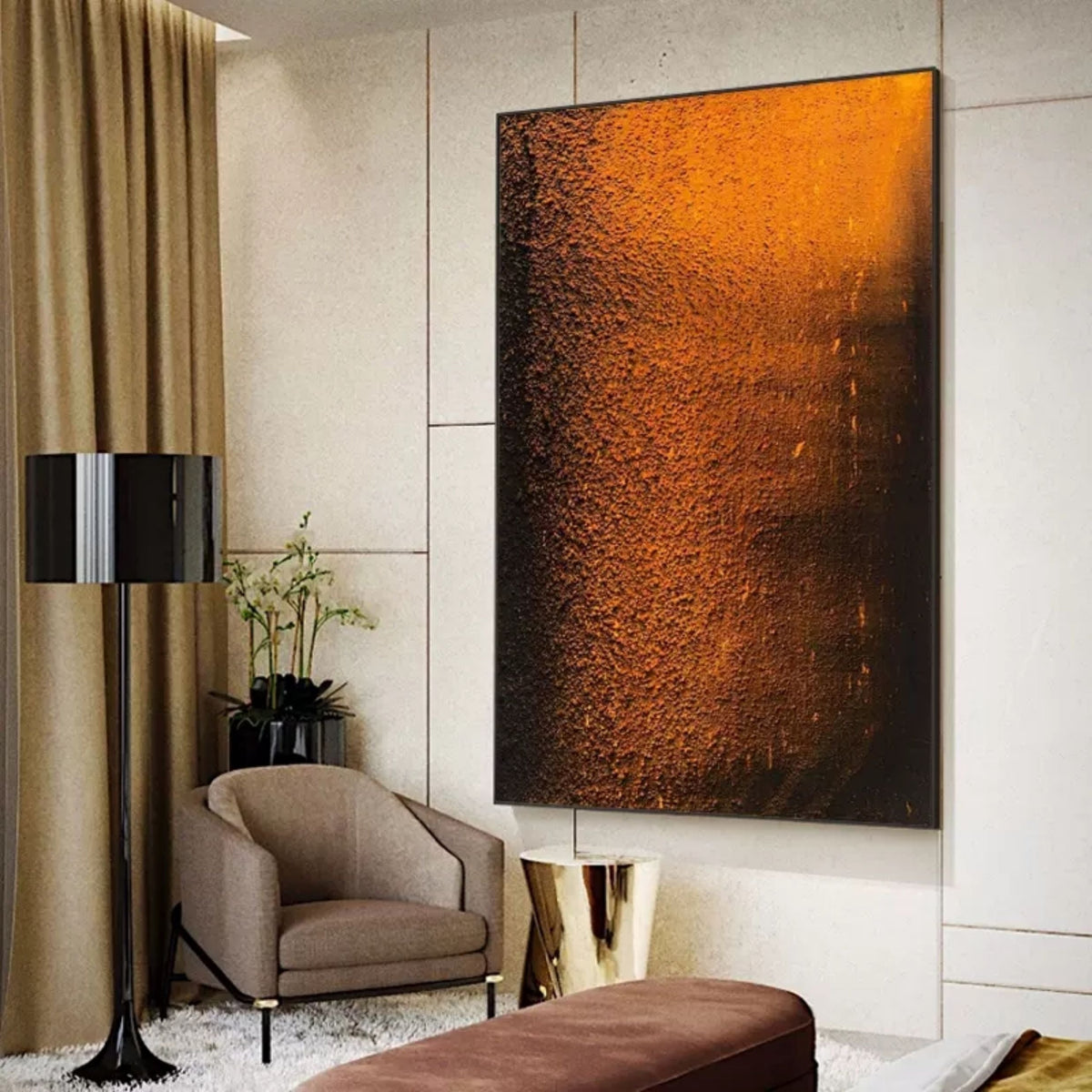Burnt Orange Gradient Texture Oil Painting