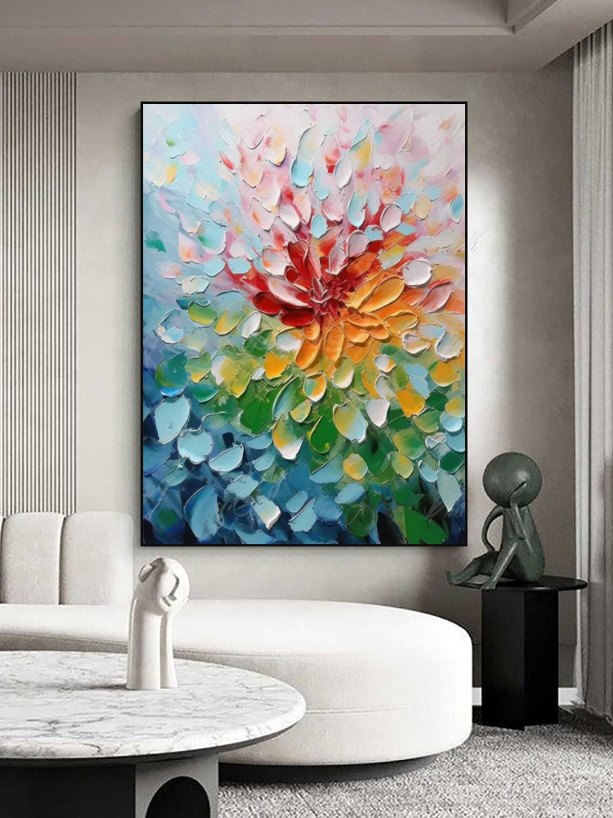 Vibrant Floral Impasto Painting Textured Blooming Flower