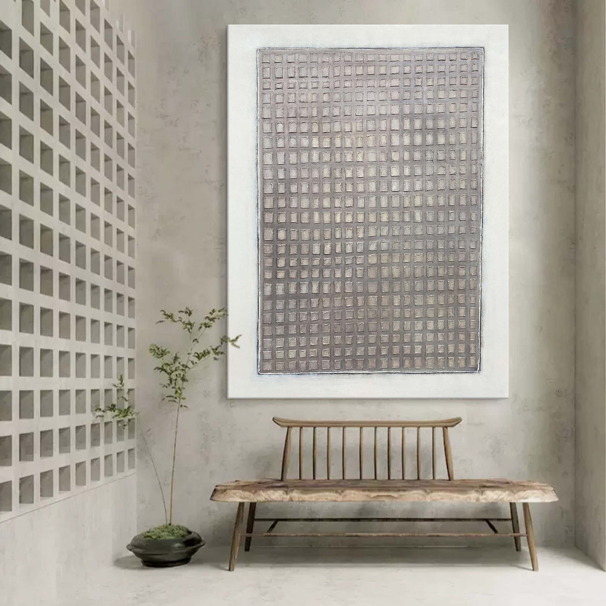 Minimalist Textured Grid Painting