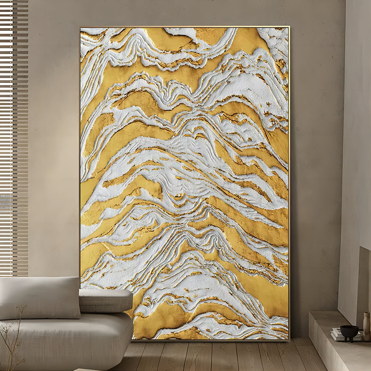 Luxe Gold Vein Marble Swirl Impasto Painting