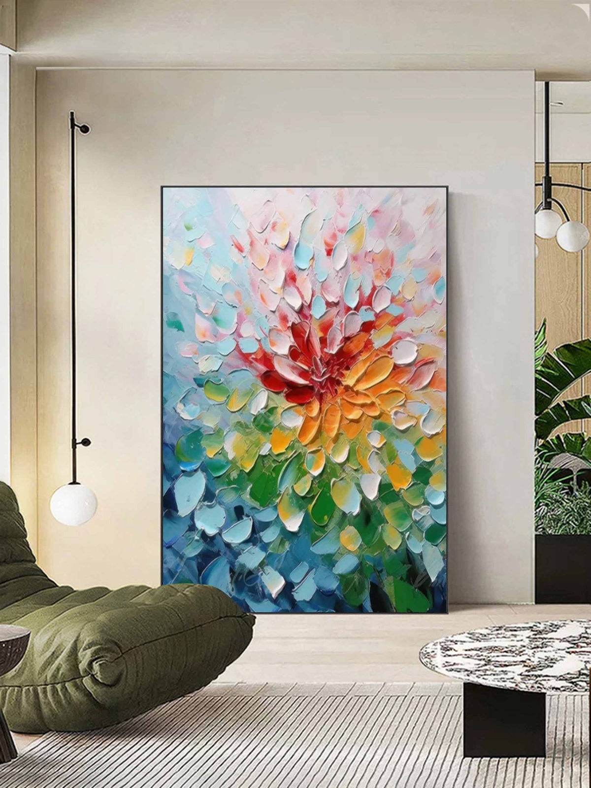 Vibrant Floral Impasto Painting Textured Blooming Flower