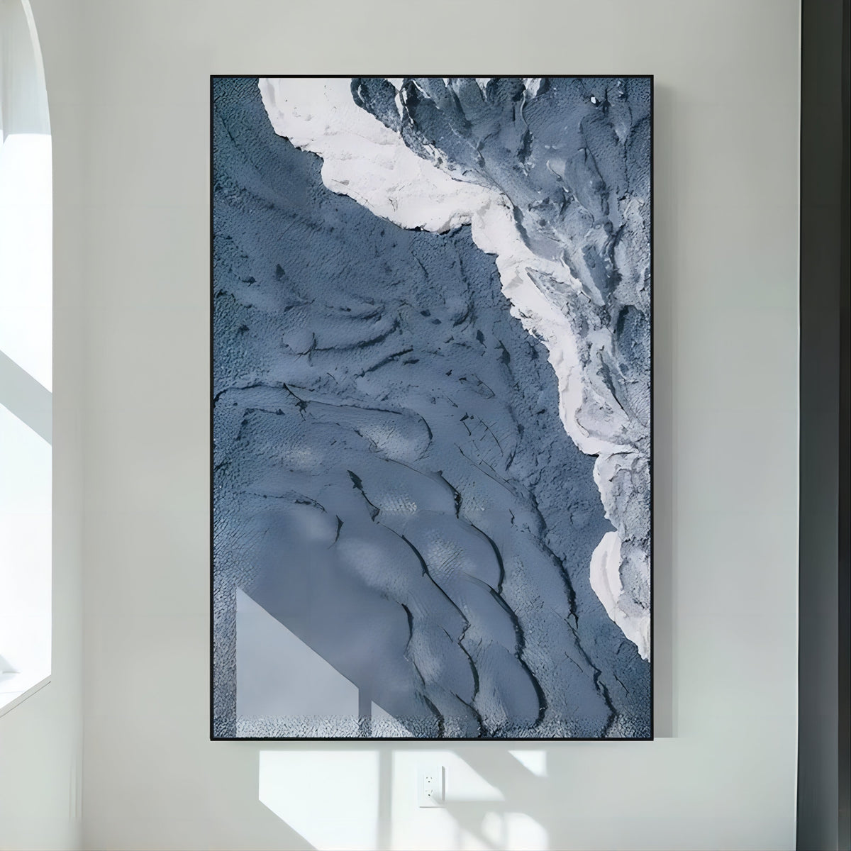 Textured Coastal Wave Relief Painting