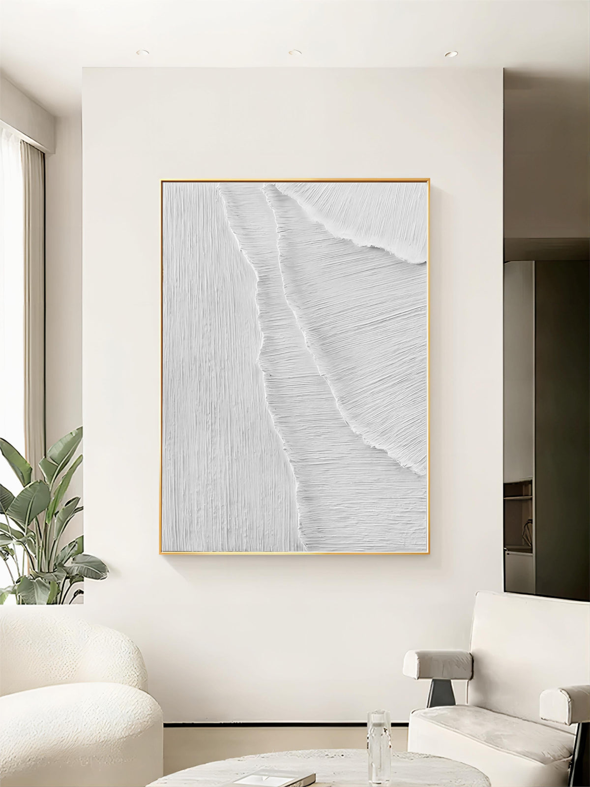 Monochrome Textured Wave Oil Painting