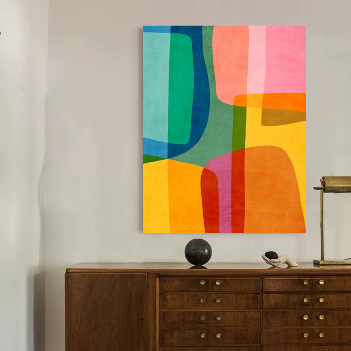 Vibrant Color Block Abstract Oil Painting