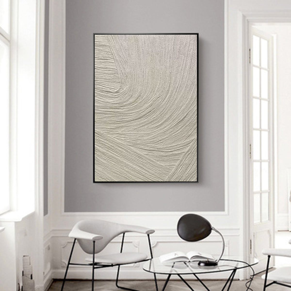Wall Art Minimalist 3D Beige Textured