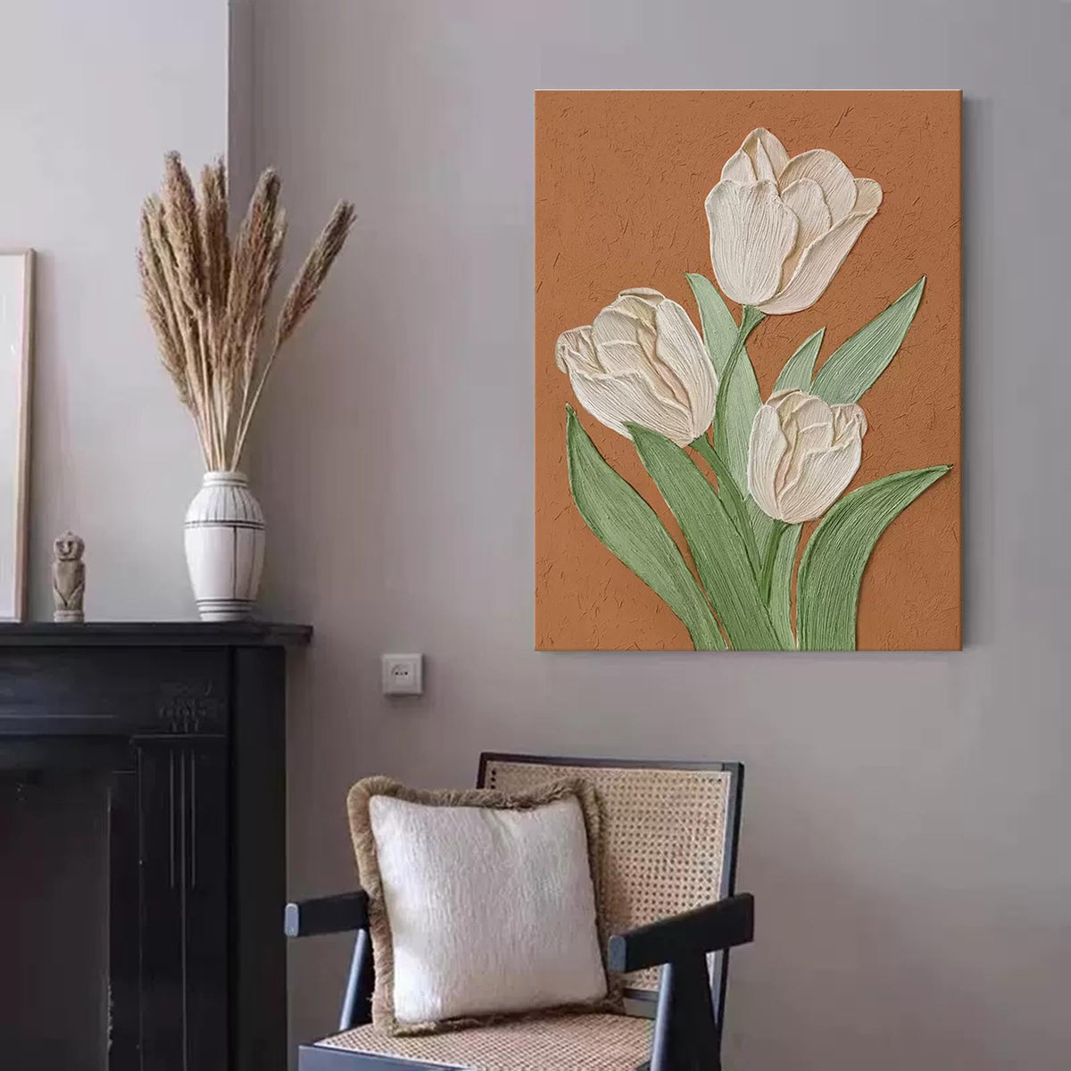 Wall Art Floral Impasto Soft Modern