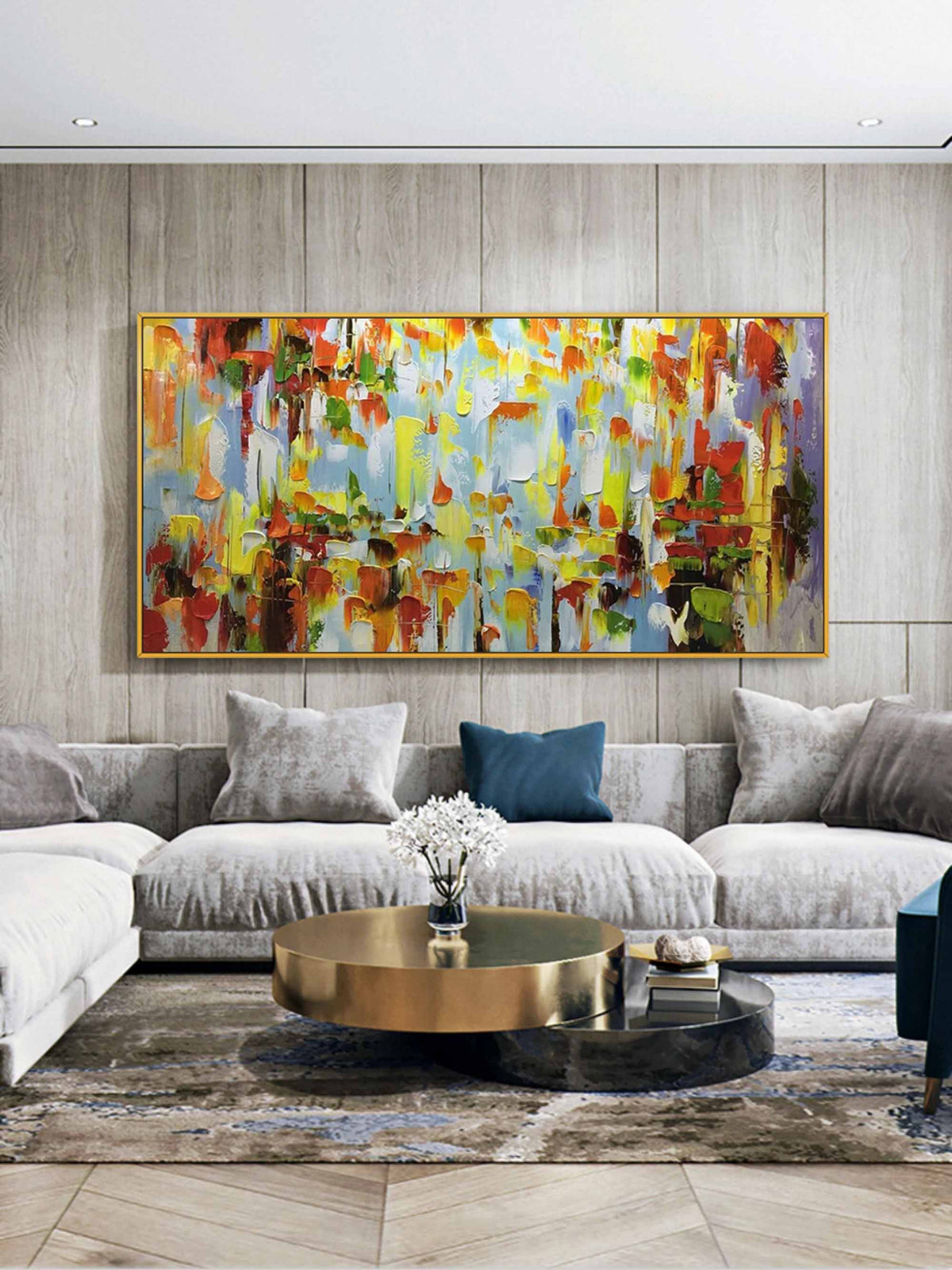 Wall Art Colorful Abstraction Dappled Linen Canvas