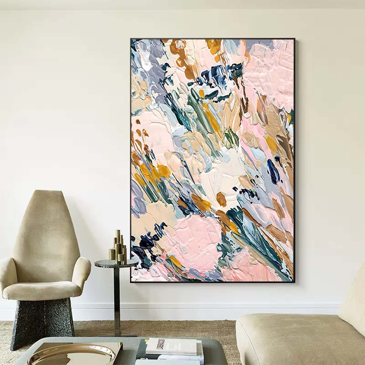 Soft Pastel Abstract Landscape Canvas Wall Art