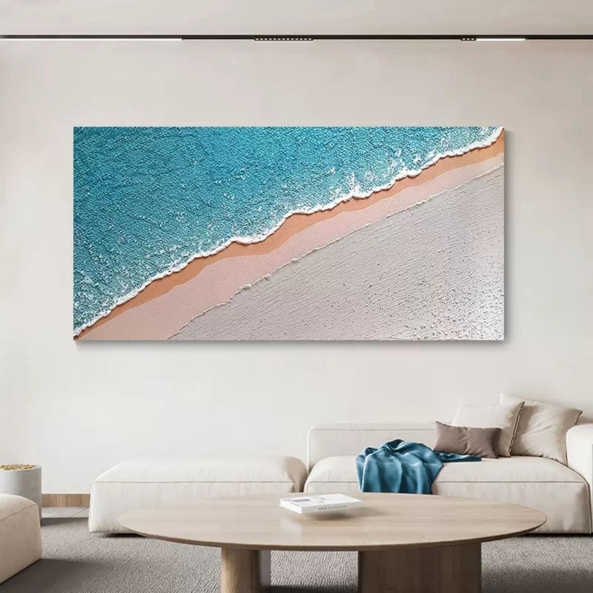 Wall Art Horizontal Abstract Coastal Shore Teal