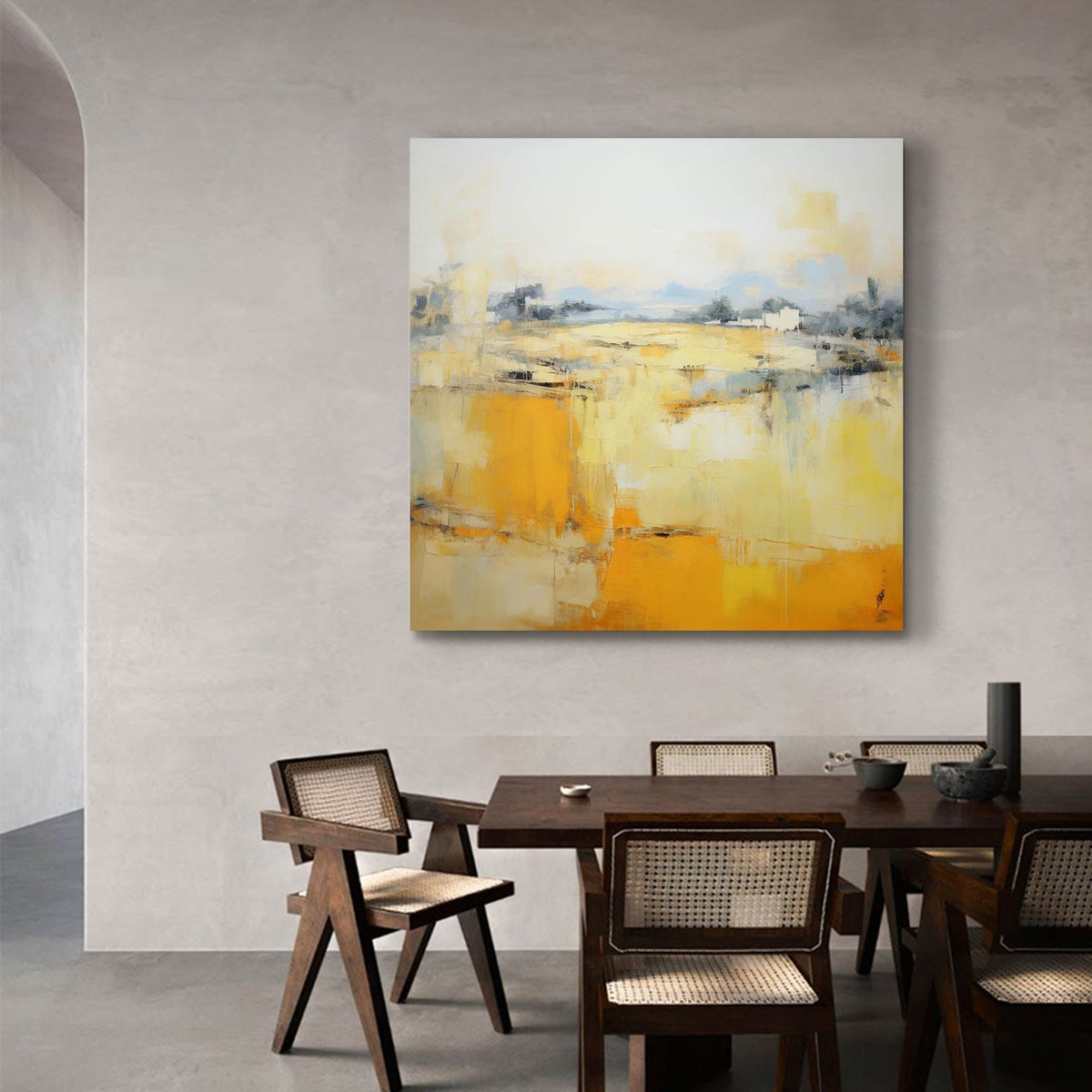 Warm Abstract Landscape Oil Painting Yellow