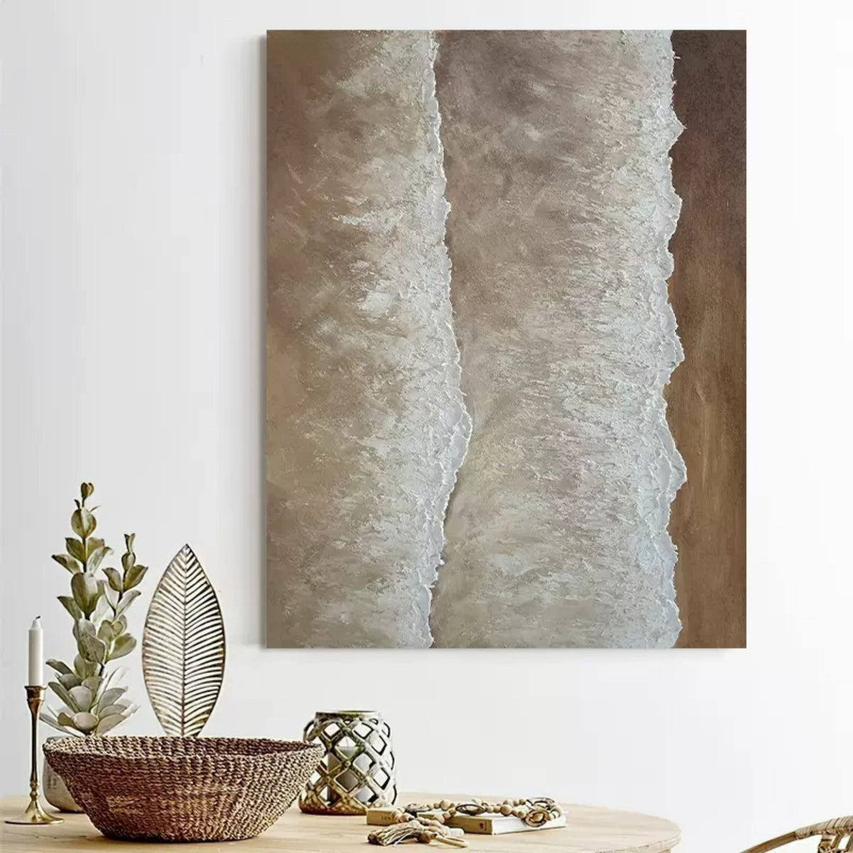 Neutral Wave Texture Oil Painting
