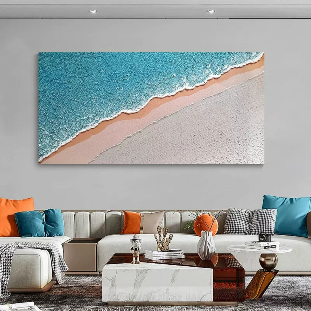 Wall Art Horizontal Abstract Coastal Shore Teal