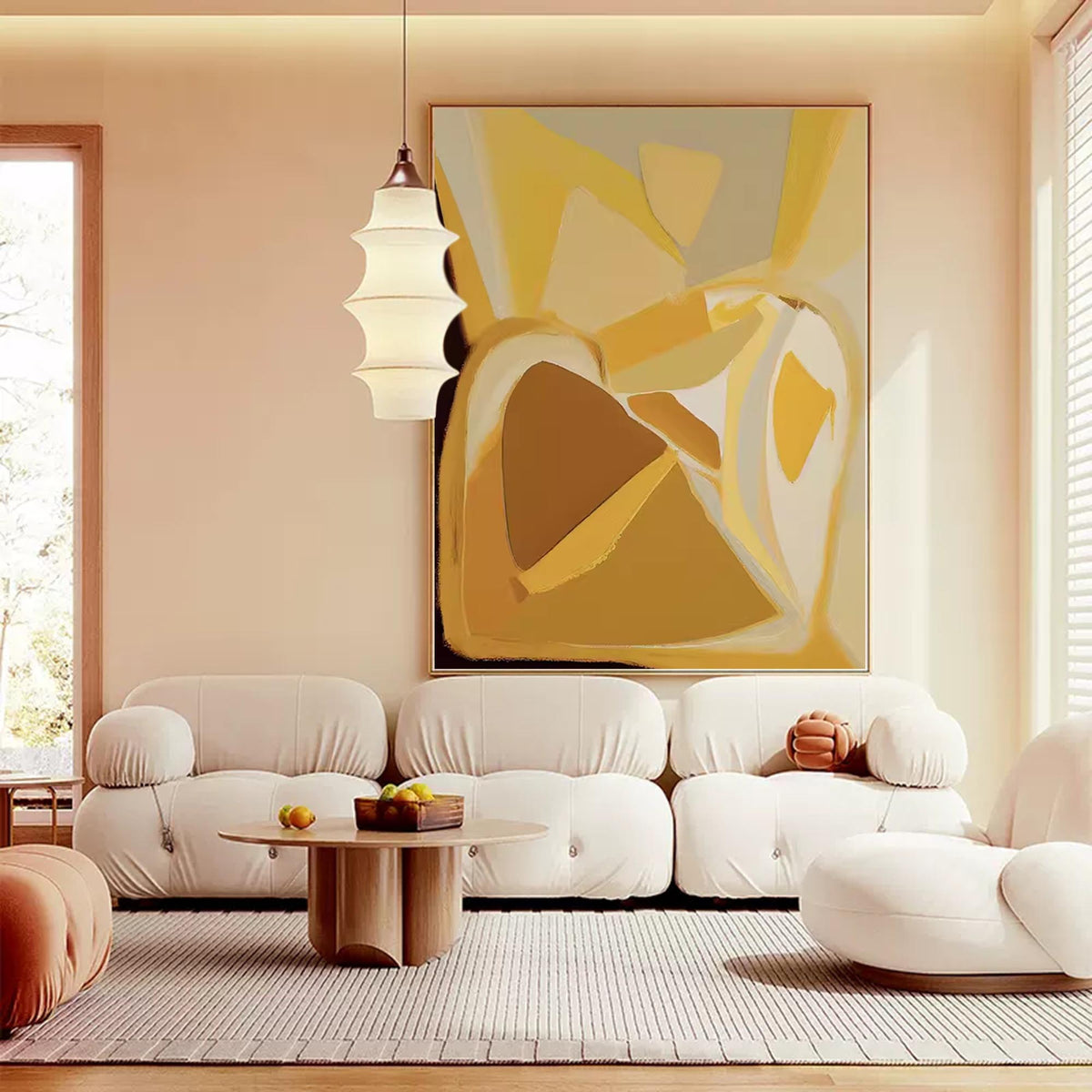 Warm Tonal Painting Golden Yellow Modern Wall Art