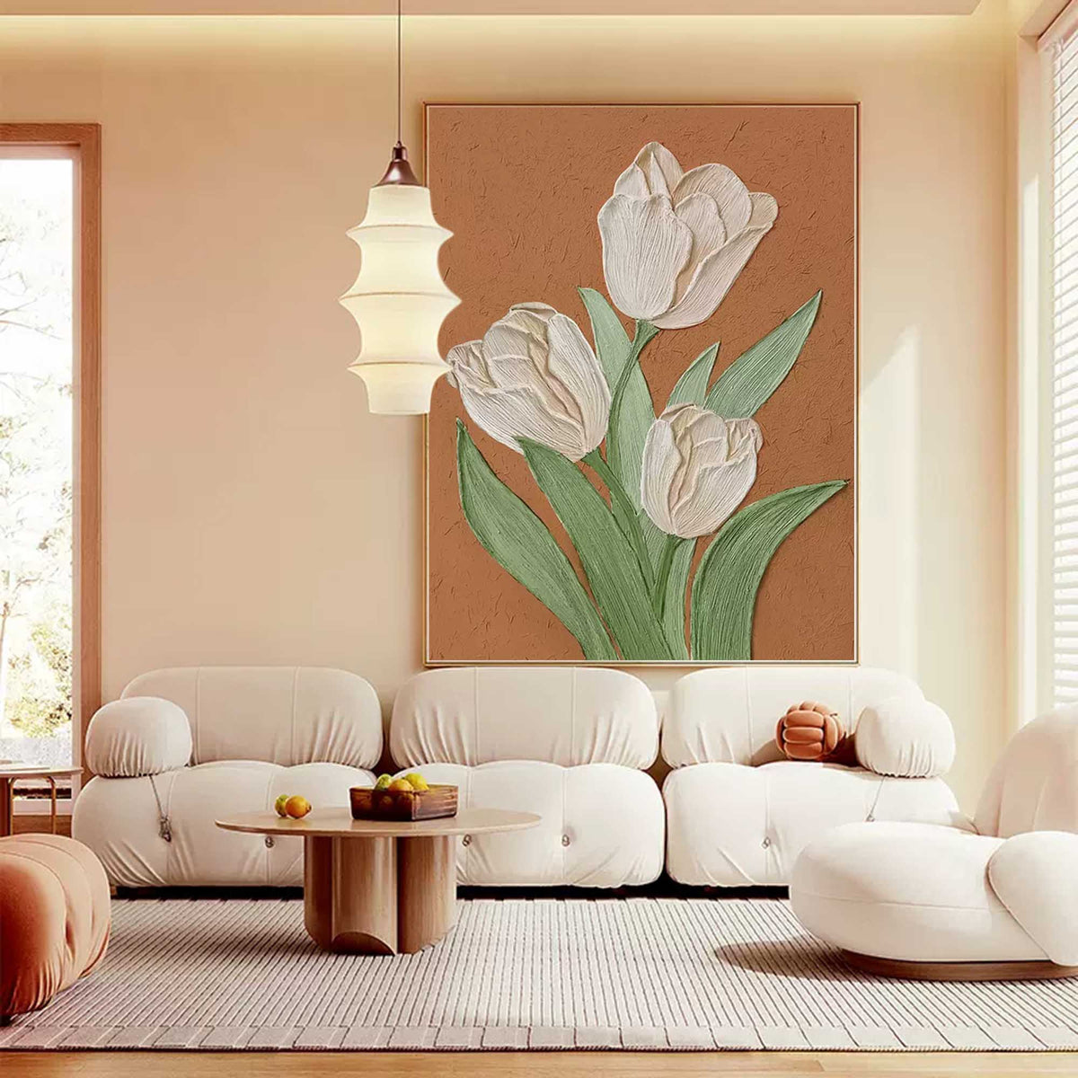 Wall Art Floral Impasto Soft Modern