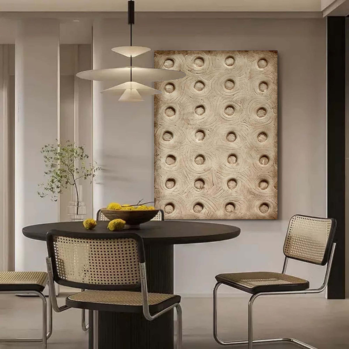 Wall Art Vertical Abstract Concave Dot Grid Warm