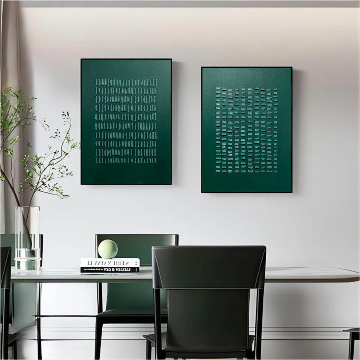 Wall Art Abstract Minimalism Modern Geometric Emerald Green