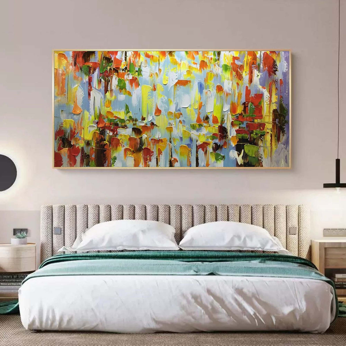 Wall Art Colorful Abstraction Dappled Linen Canvas