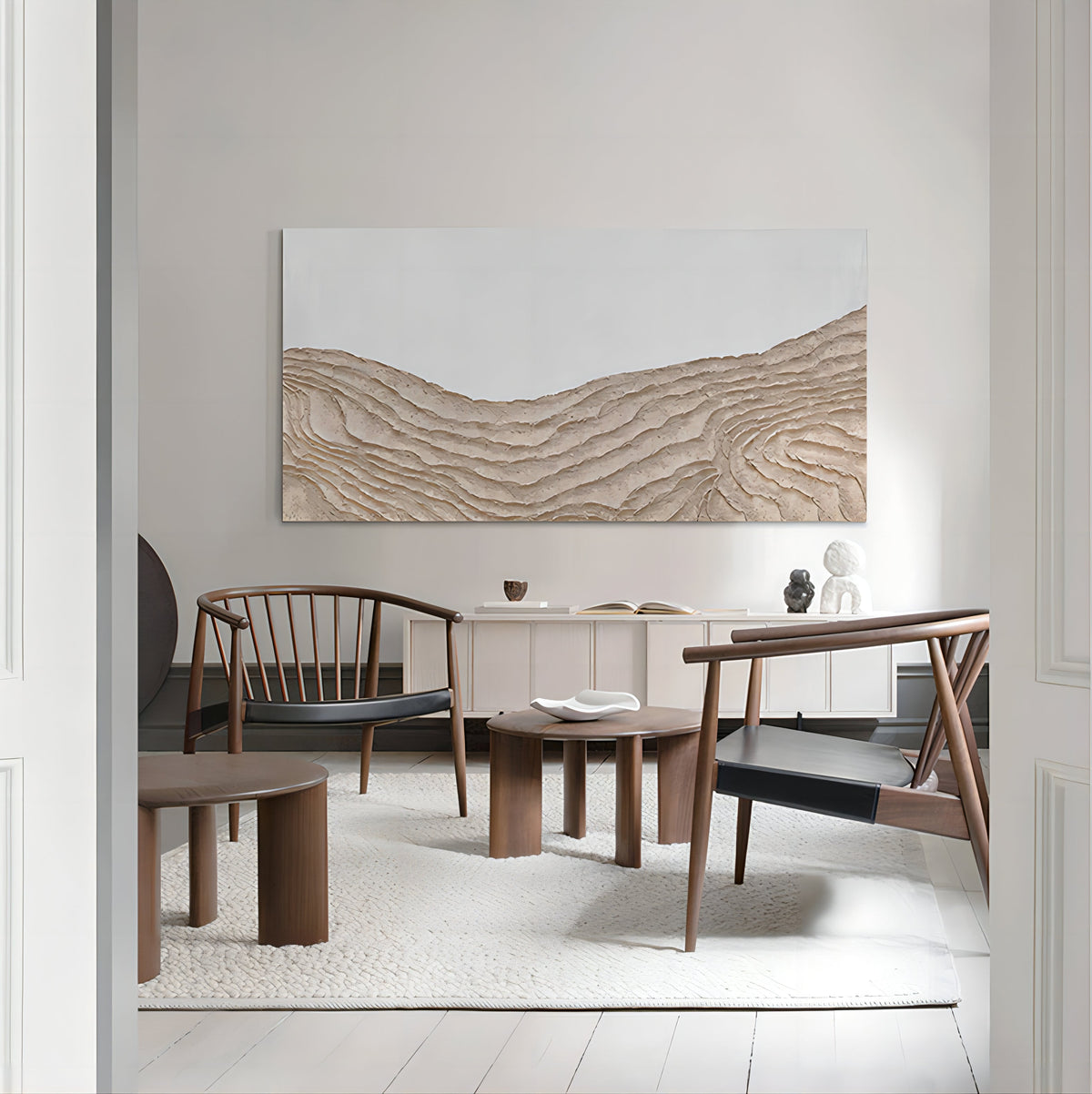 Wabi-Sabi Textured Mountain Range Painting