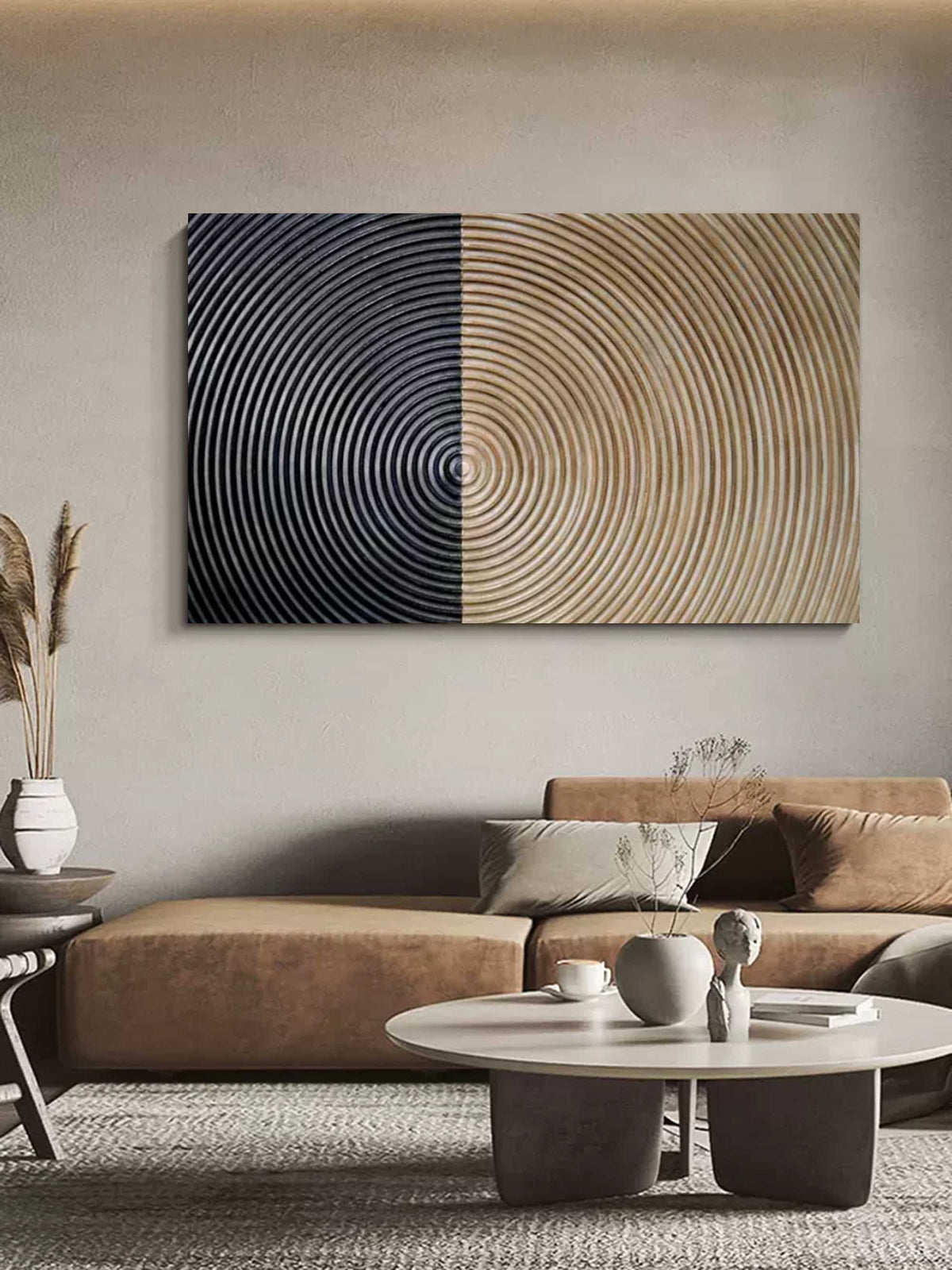 Concentric Circles Bas-Relief Painting