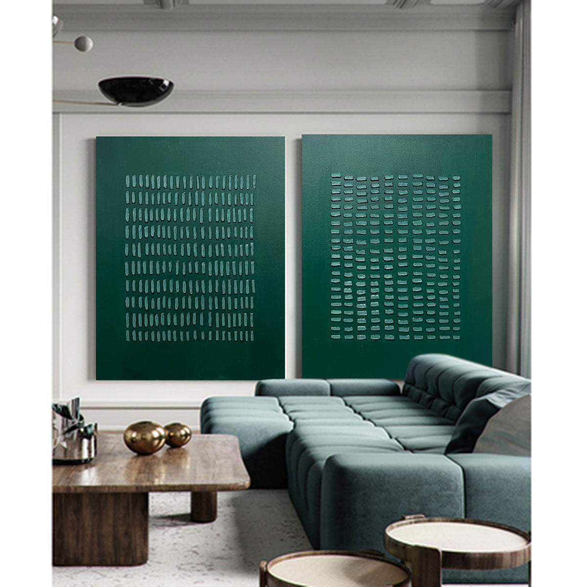 Wall Art Abstract Minimalism Modern Geometric Emerald Green