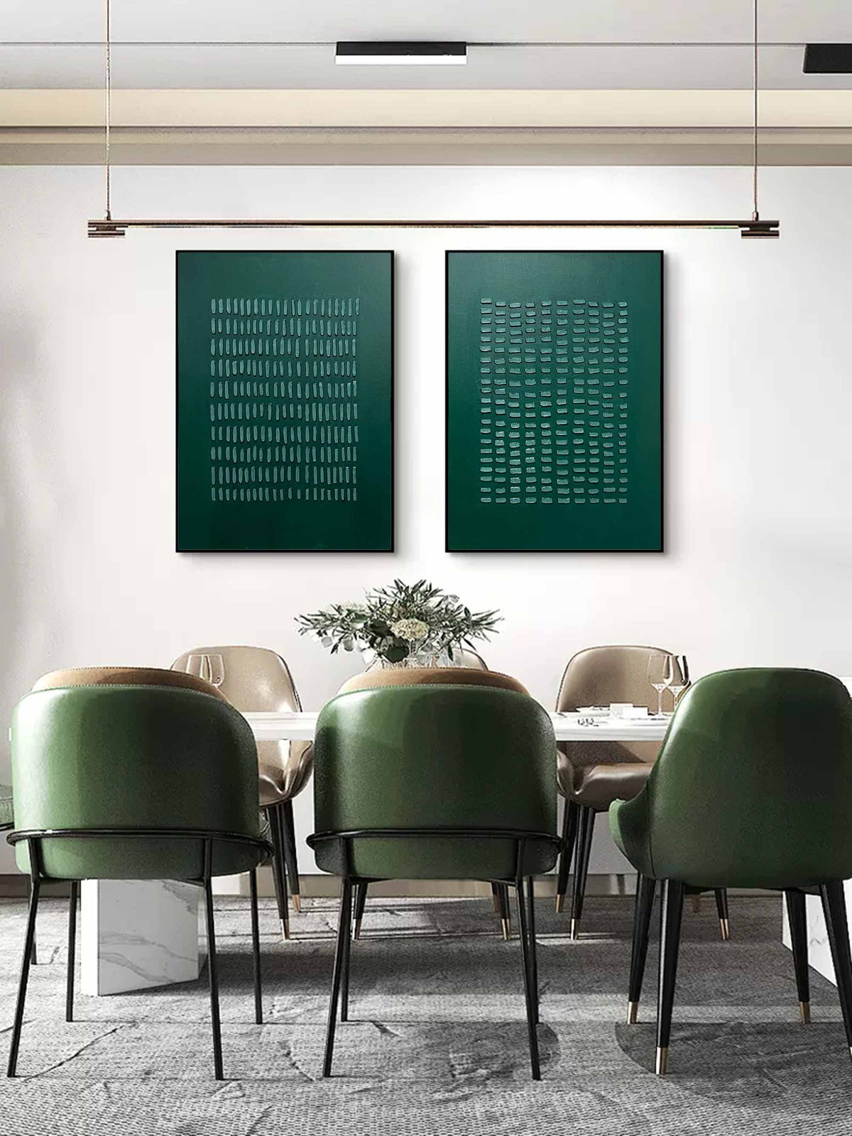 Wall Art Abstract Minimalism Modern Geometric Emerald Green
