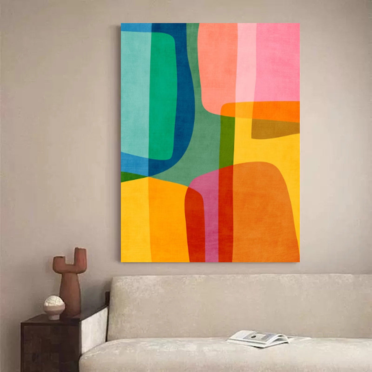 Vibrant Color Block Abstract Oil Painting