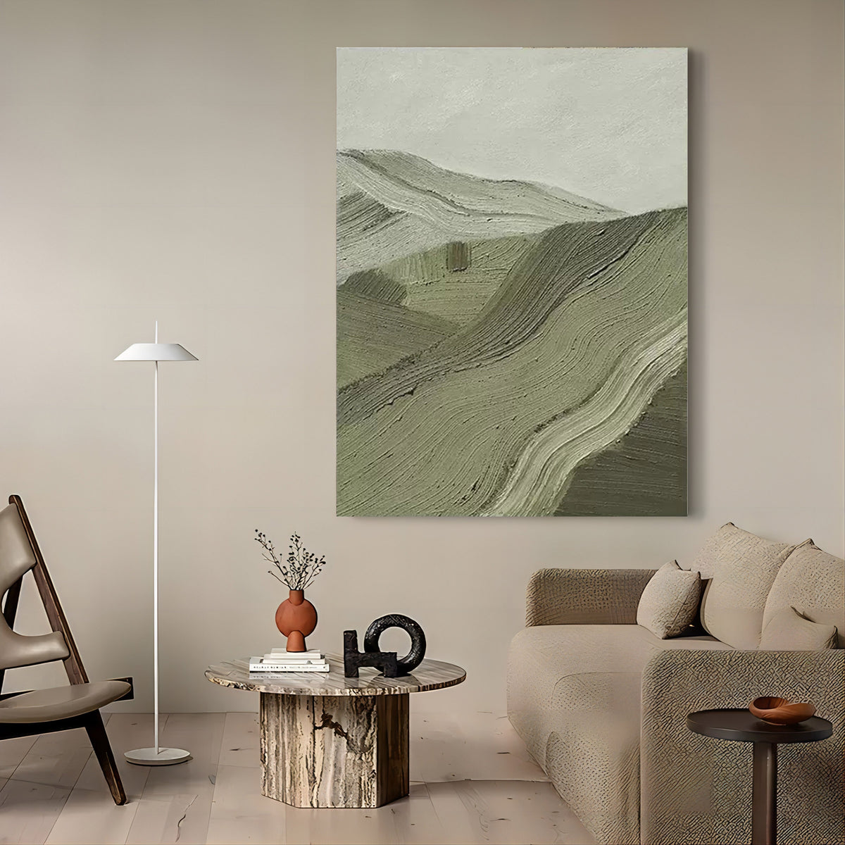 Wabi-Sabi Textured Mountain Landscape Wall Art