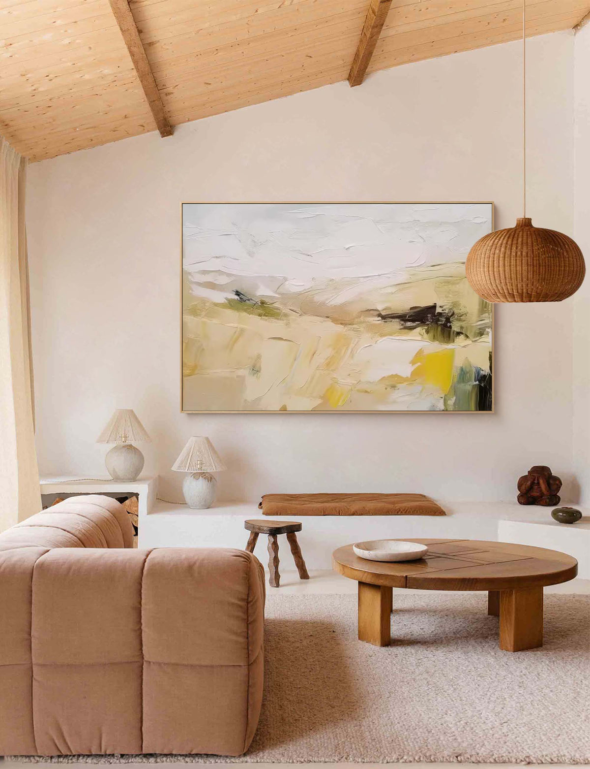 Neutral Tone Impasto Abstract Oil Painting