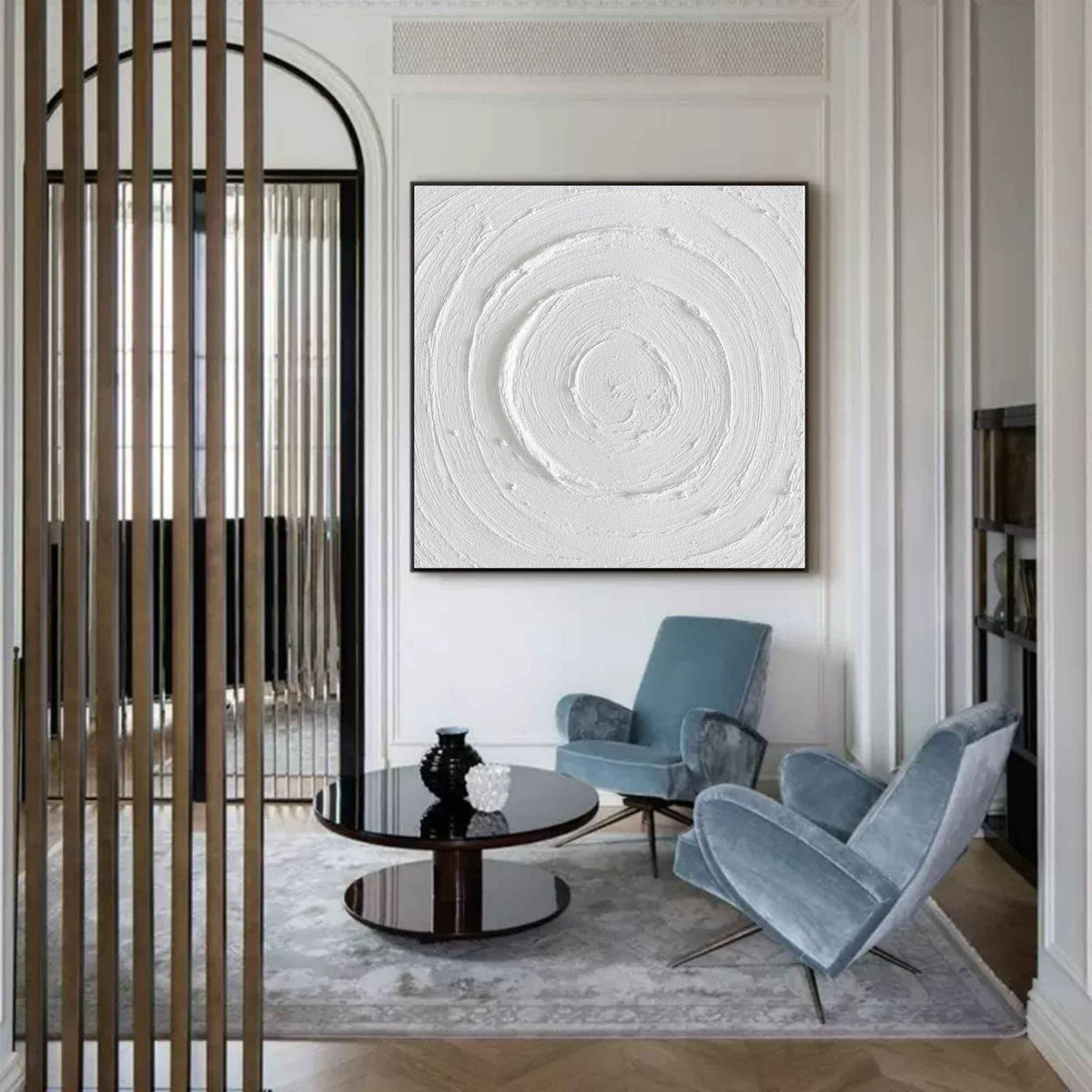 Plaster Art White Circular Texture 3D Painting