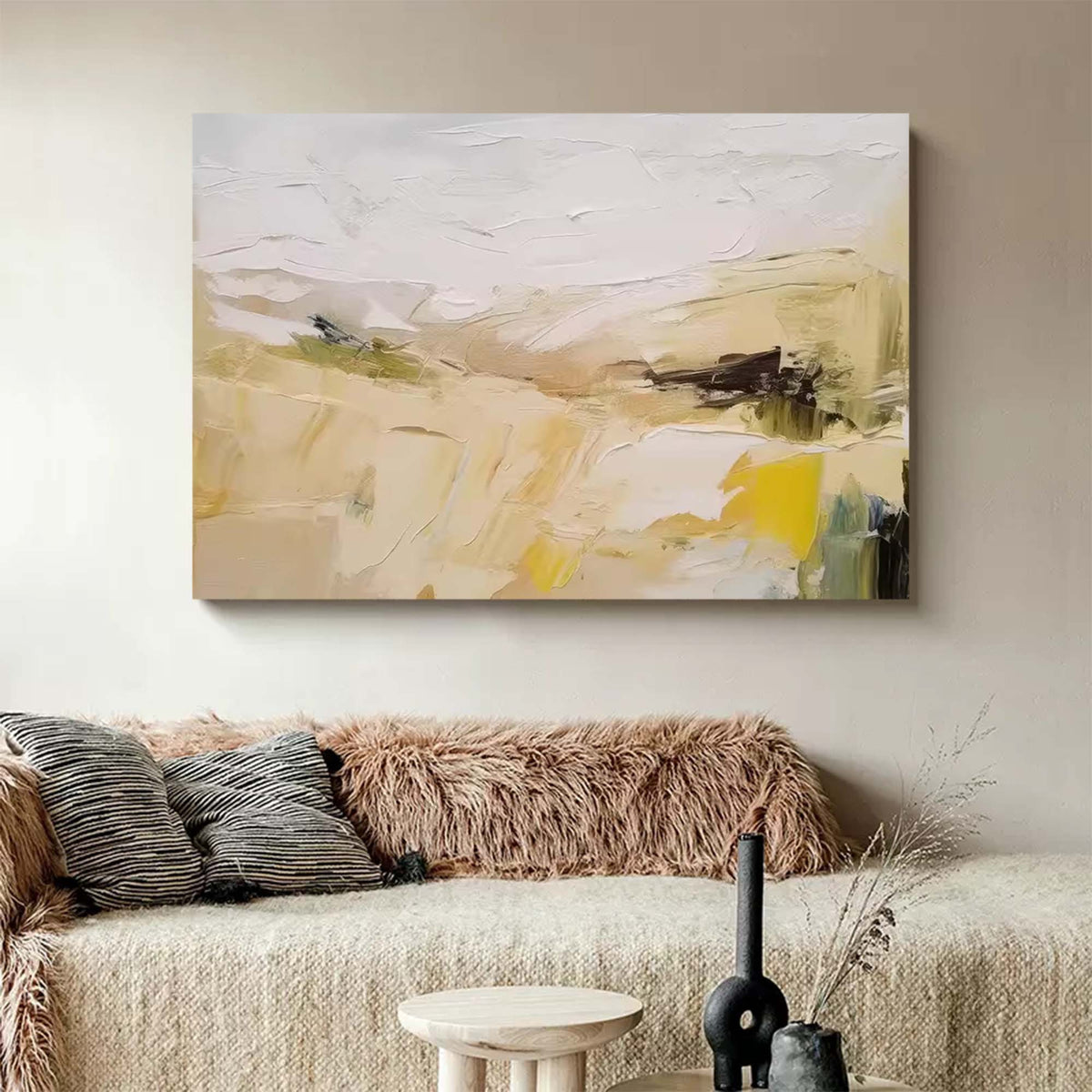 Neutral Tone Impasto Abstract Oil Painting