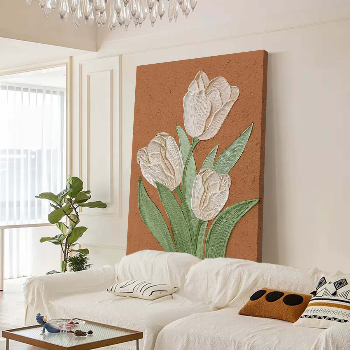 Wall Art Floral Impasto Soft Modern