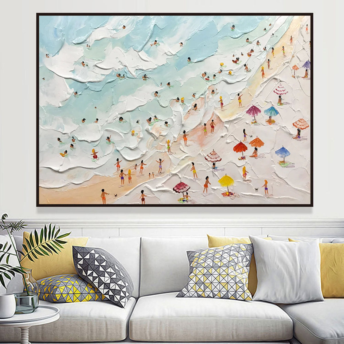 Aerial Beach Painting Impasto Coastal Wall Art