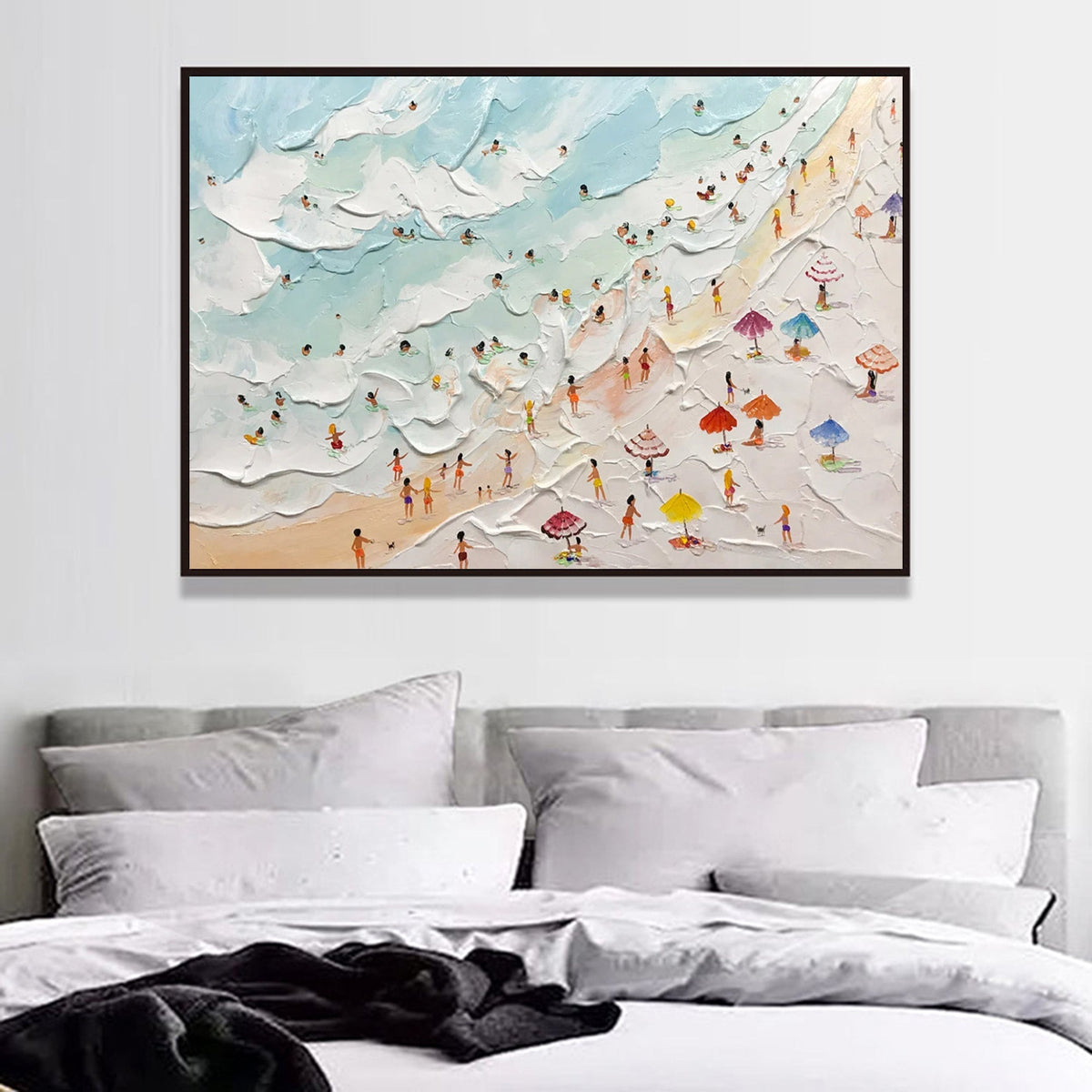 Aerial Beach Painting Impasto Coastal Wall Art
